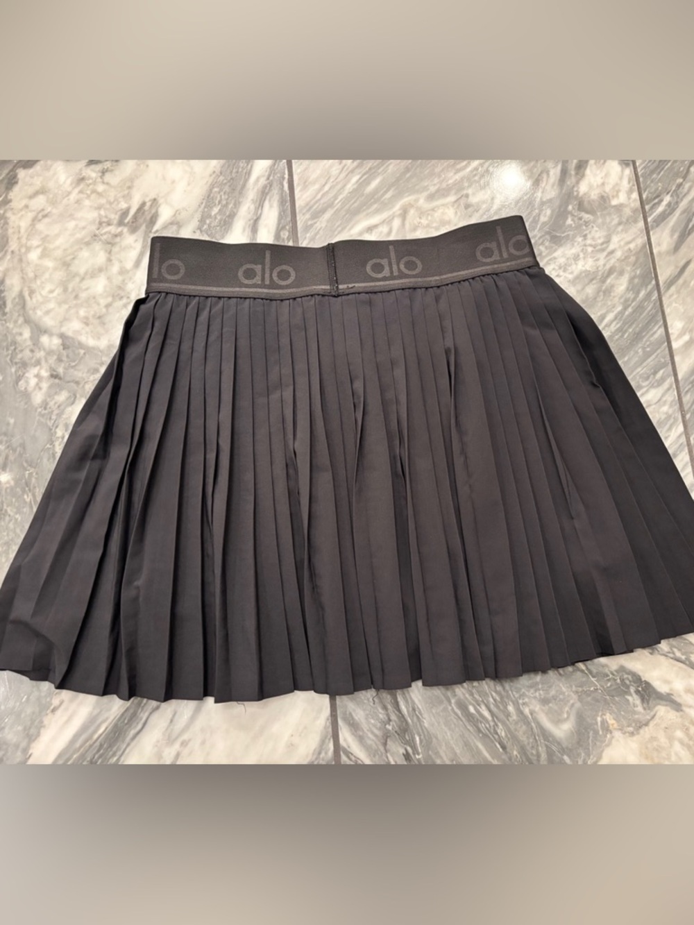 ALO Yoga Black Pleated Skater Skirt